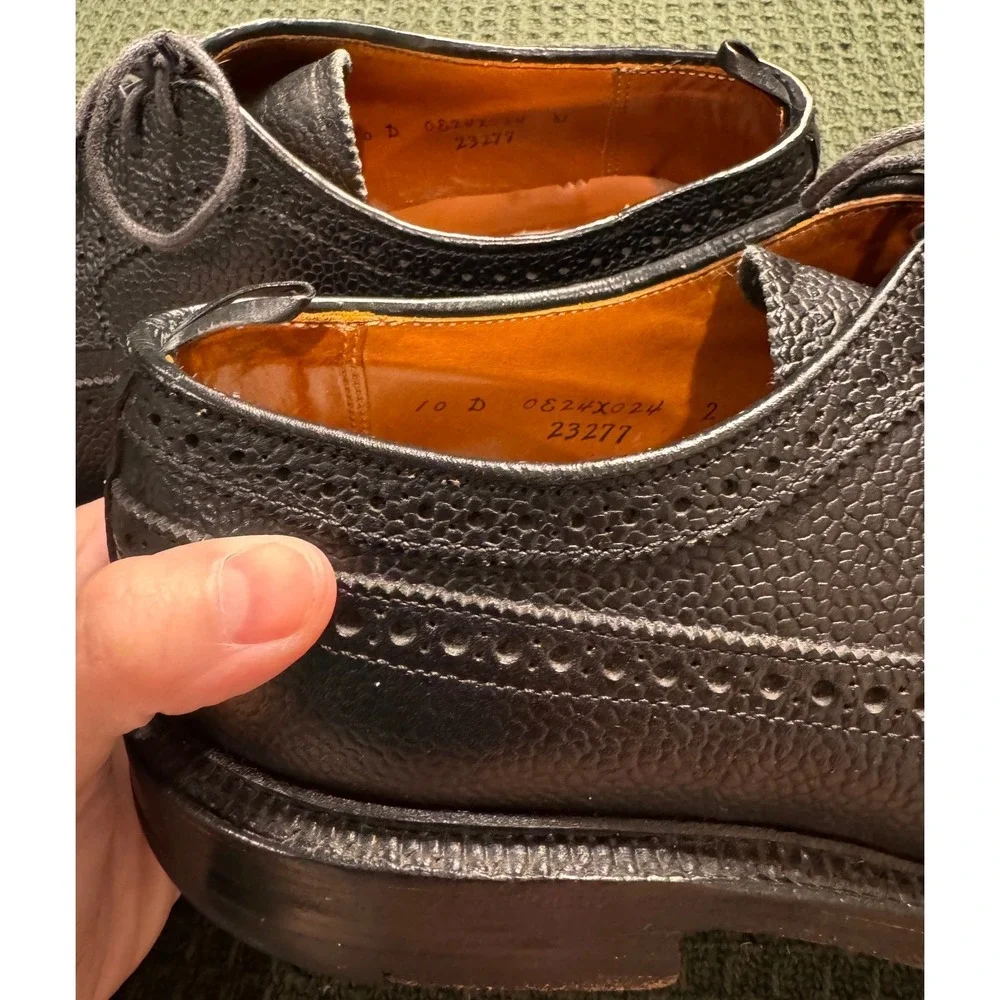 Brooks Brothers Black Fleece 1818 Mens Black Pebbled Leather Wingtip Oxfords 10D